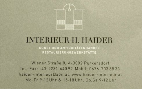 Kunst- und Antiquitätenhandel Harald Haider | Visitenkarte